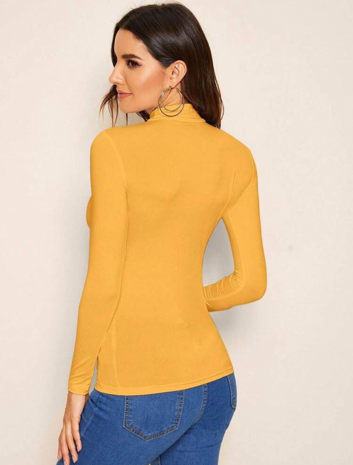 Solid Mock Neck Slim
