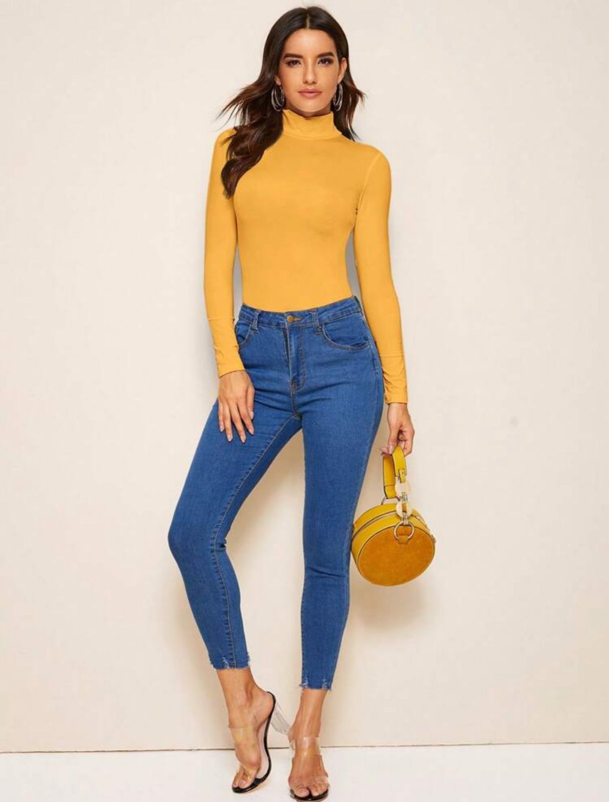 Solid Mock Neck Slim